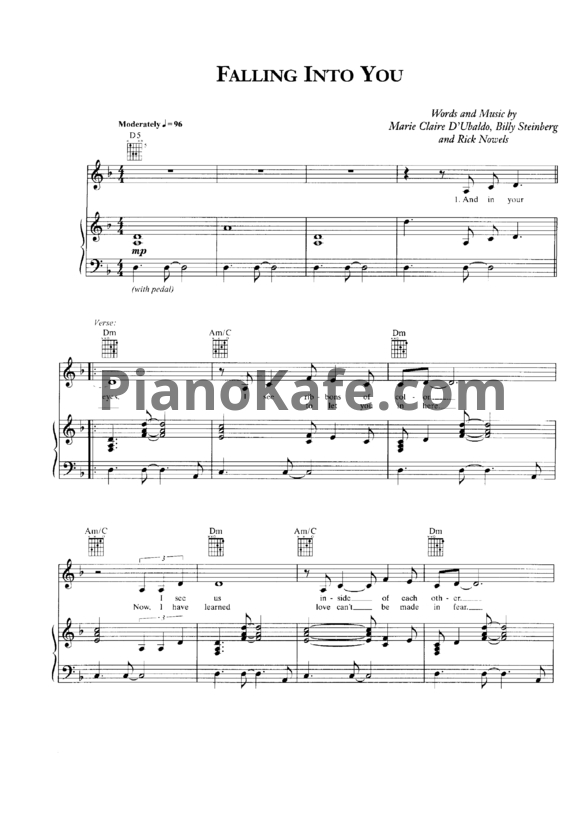 Ноты Celine Dion - Falling into you - PianoKafe.com