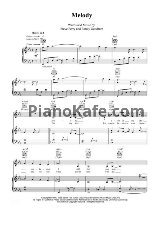 Ноты Steve Perry - Melody - PianoKafe.com