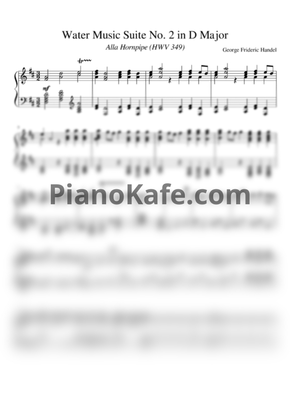 Ноты Георг Гендель - Alla Hornpipe (Water Music) - PianoKafe.com
