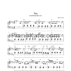 Ноты Miley Cyrus - Stay - предпросмотр