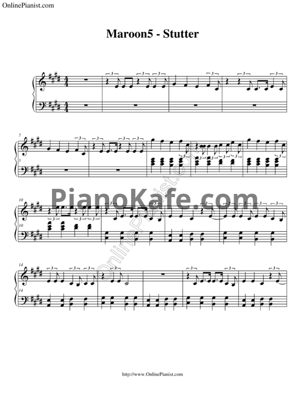 Ноты Maroon 5 - Stutter - PianoKafe.com