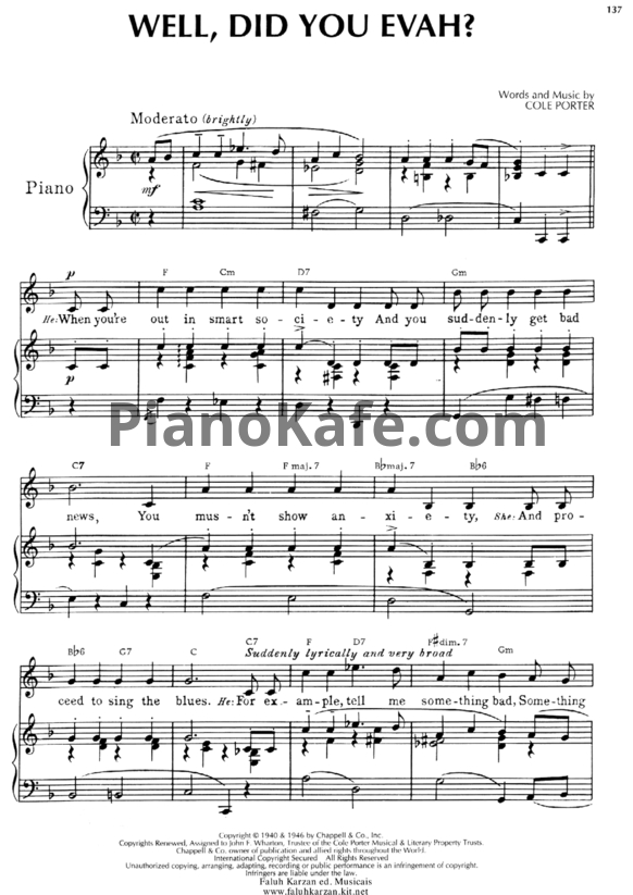 Ноты Cole Porter - Well, did you Evah? - PianoKafe.com