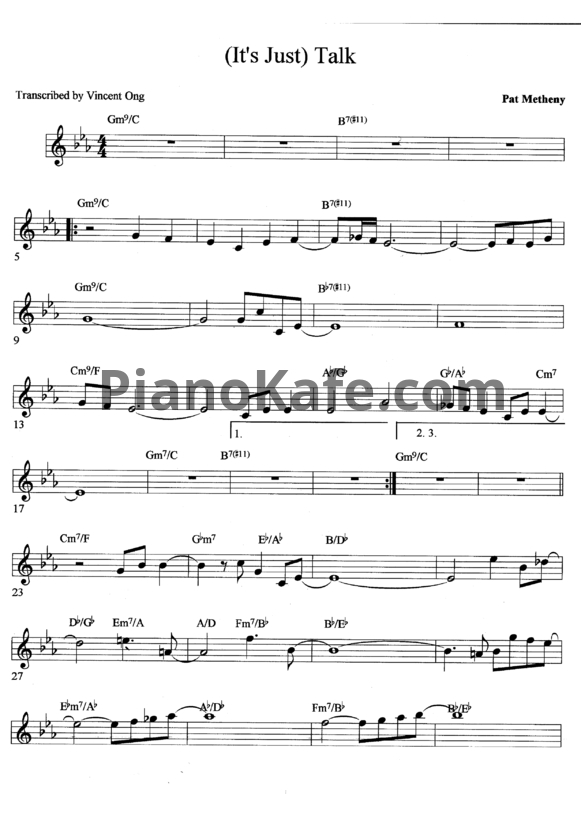 Ноты Pat Metheny - (It's just) Talk - PianoKafe.com