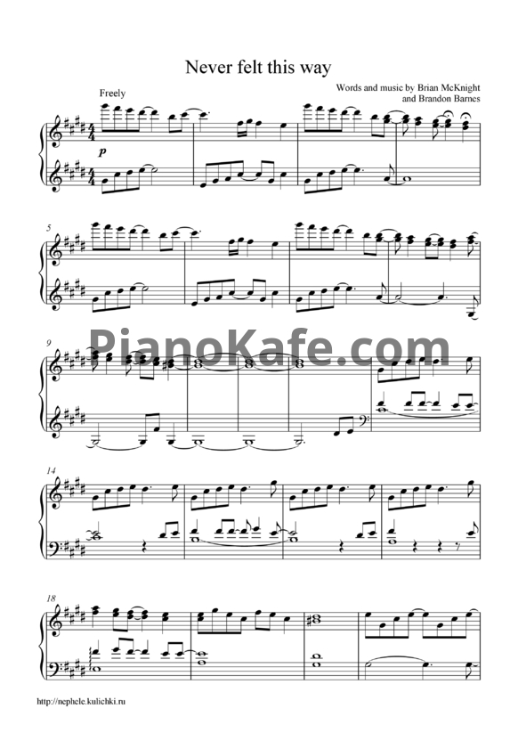 Ноты Alicia Keys - Never Felt This Way - PianoKafe.com
