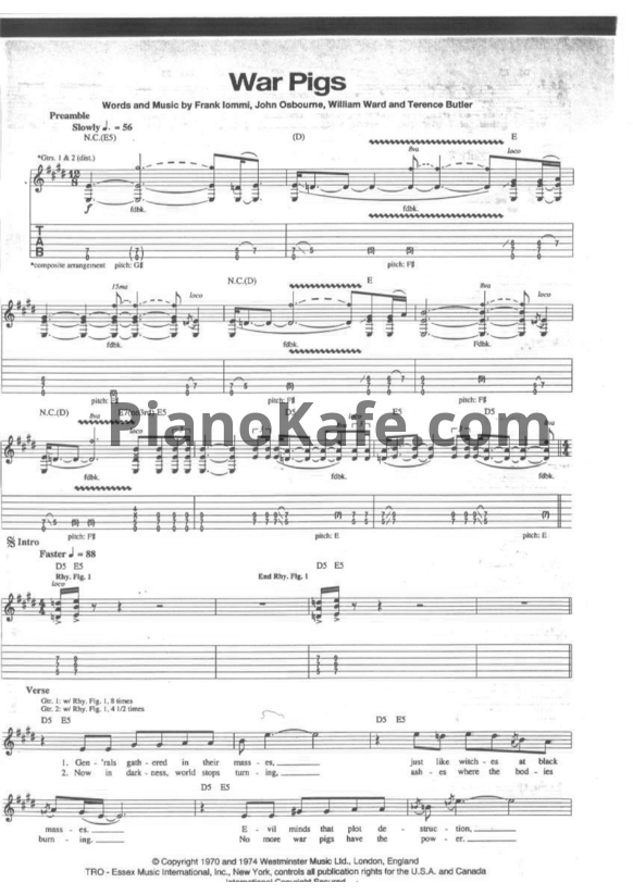 Ноты Black Sabbath - Paranoid (Книга нот) - PianoKafe.com