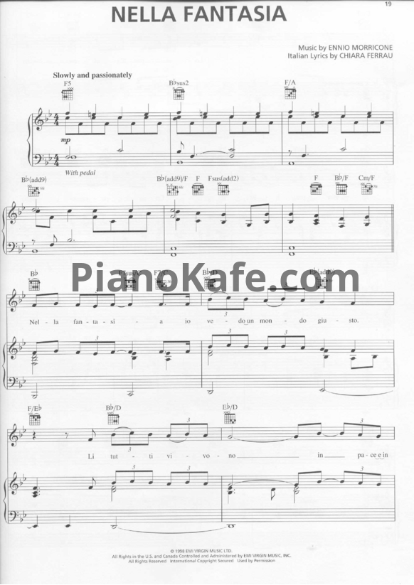 Ноты Ennio Morricone - Nella fantasia - PianoKafe.com