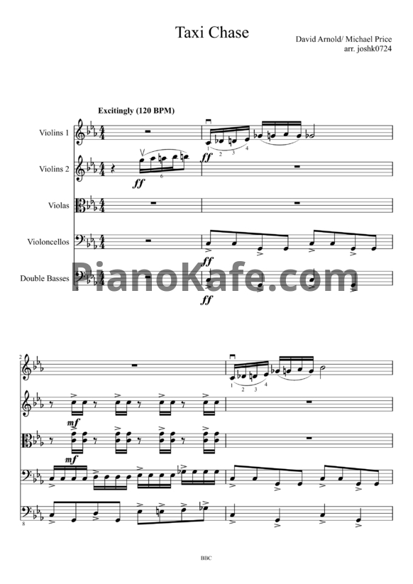 Ноты David Arnold & Michael Price - Taxi chase (Партитура) - PianoKafe.com