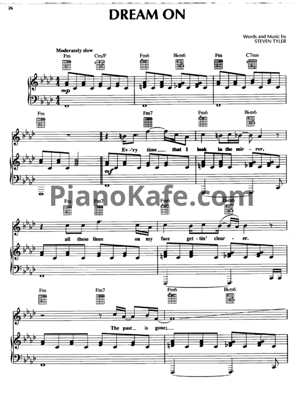 Ноты Aerosmith - Dream on - PianoKafe.com