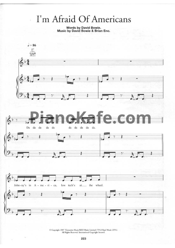 Ноты David Bowie - I'm afraid of Americans - PianoKafe.com