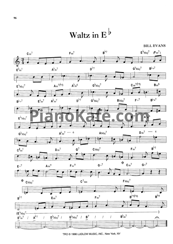 Ноты Bill Evans - Waltz in Eb - PianoKafe.com