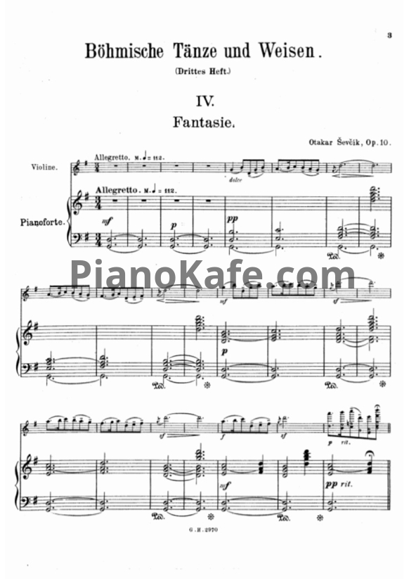 Ноты О. Шевчик - Фантазия (Op. 10) - PianoKafe.com