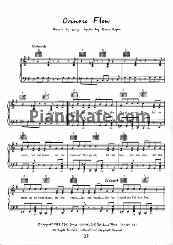 Ноты Enya - Orinoco flow (Версия 2) - PianoKafe.com
