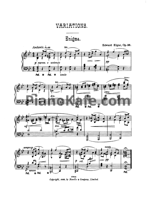 Ноты Эдуард Элгар - Вариации "Enigma" (Op. 36) - PianoKafe.com
