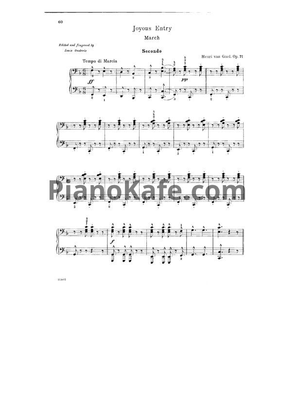 Ноты Henri van Gael - Joyous entry (Op. 71) для фортепиано в 4 руки - PianoKafe.com