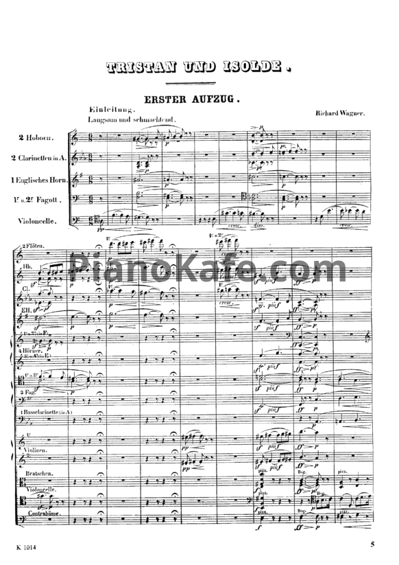 Ноты Richard Wagner - Tristan und isolde - PianoKafe.com