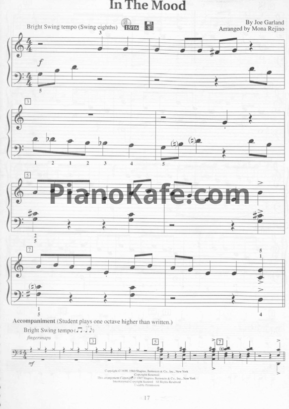 Ноты Joe Garland - In the mood (Arranged by Mona Rejino) - PianoKafe.com