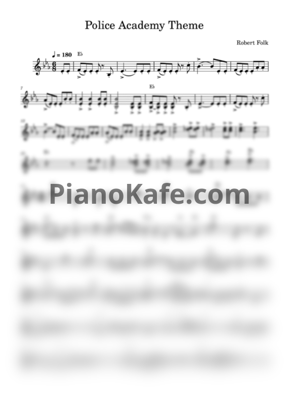 Ноты Robert Folk - Police Academy (Основная тема) - PianoKafe.com