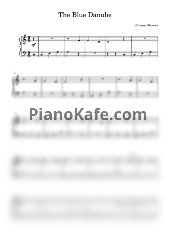 Ноты Иоганн Штраус - На прекрасном голубом Дунае (Лёгкое переложение) - PianoKafe.com