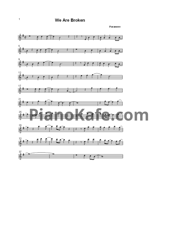 Ноты Paramore - We are broken - PianoKafe.com