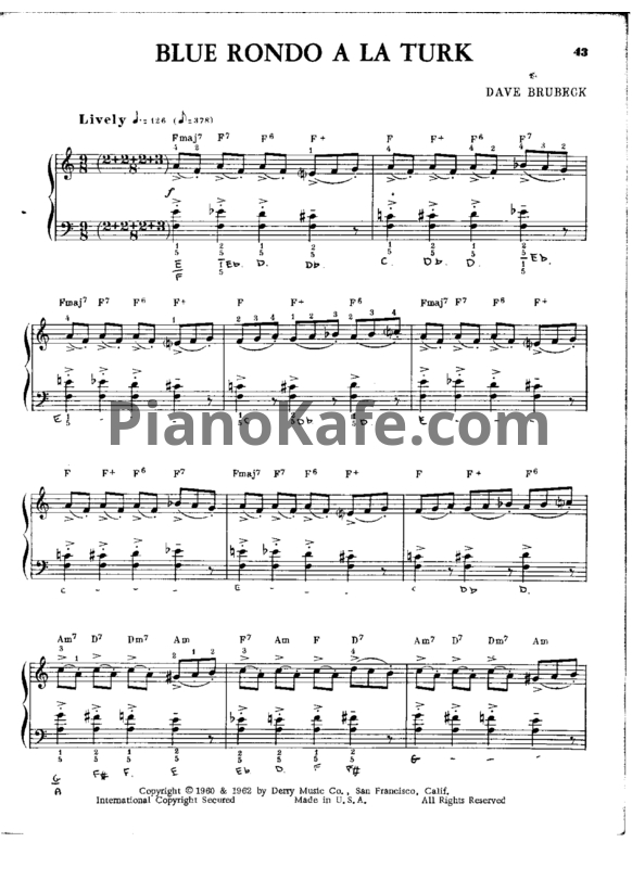 Ноты Dave Brubeck - Blue rondo a la turk - PianoKafe.com