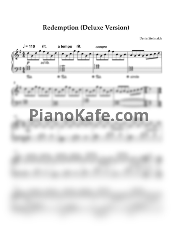 Ноты Denis Stelmakh - Redemption (Deluxe Version) - PianoKafe.com