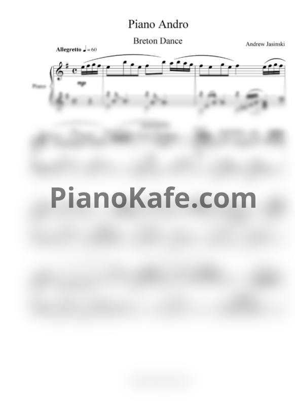 Ноты Andrew Jasinski - Piano andro (breton dance) - PianoKafe.com