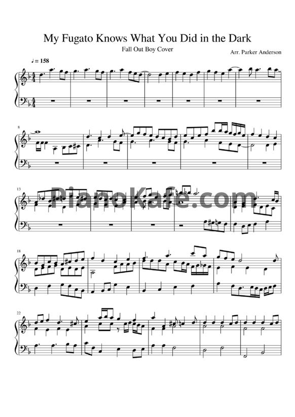 Ноты Fall Out Boy - My songs know what you did in the dark - PianoKafe.com