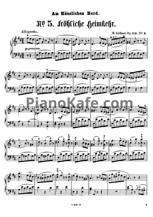 Ноты Генрих Лихнер - Fröhliche Heimkehr (Op. 112 №5) - PianoKafe.com