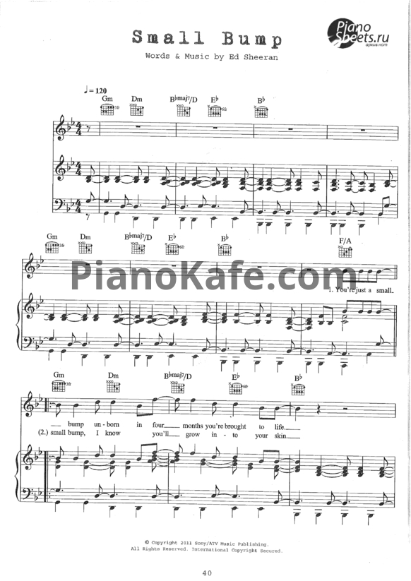 Ноты Ed Sheeran - Small bump - PianoKafe.com