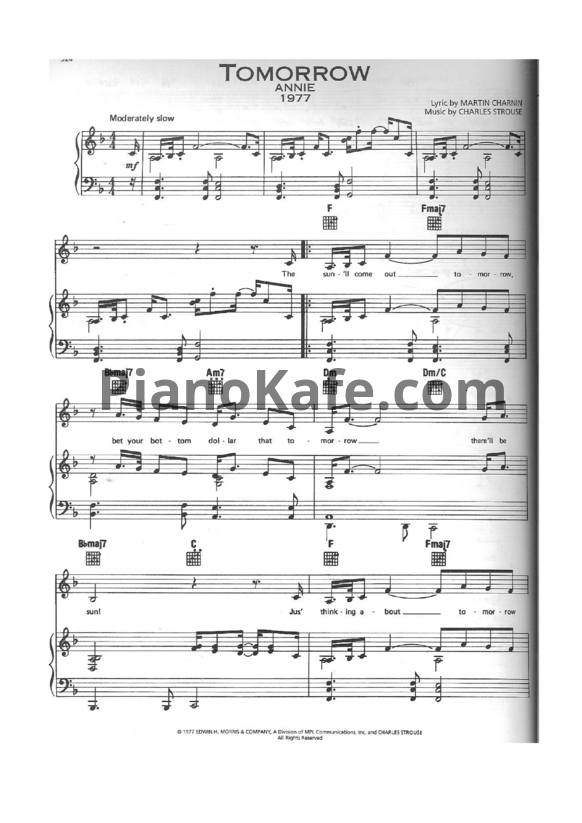 Ноты Charles Strouse - Tomorrow - PianoKafe.com