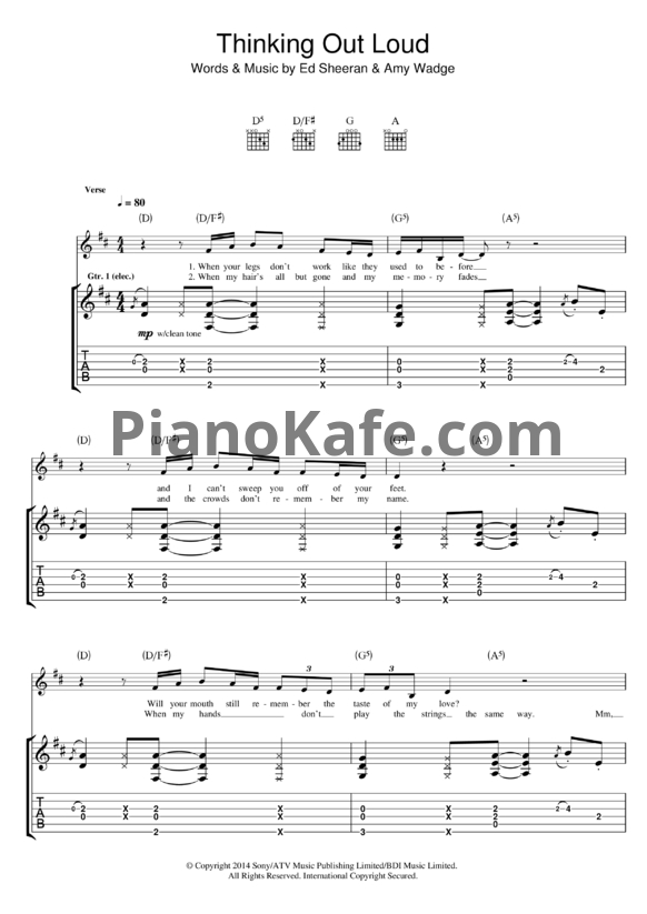Ноты Ed Sheeran - Thinking out loud - PianoKafe.com