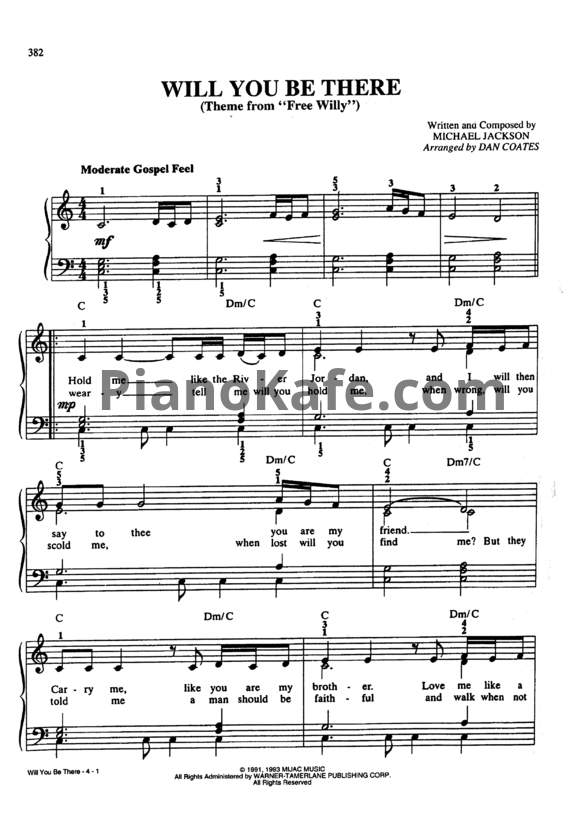 Ноты Michael Jackson - Will you be there - PianoKafe.com