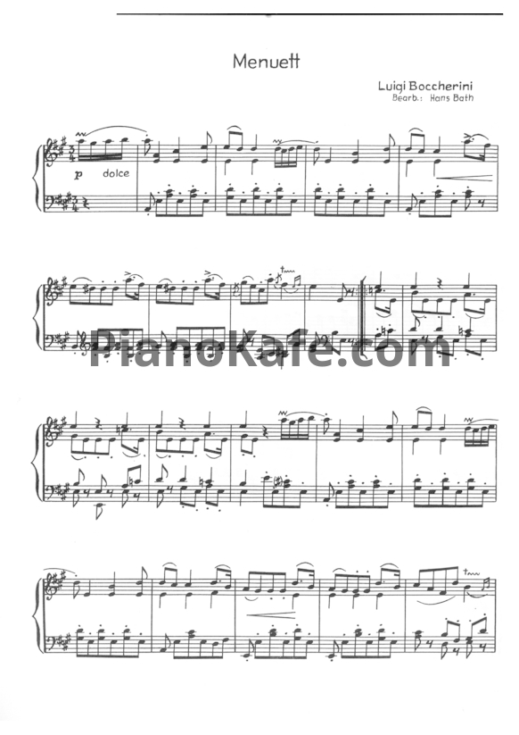 Ноты Луиджи Боккерини - Менуэт - PianoKafe.com