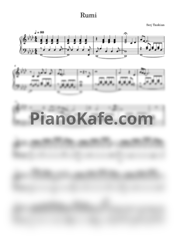 Ноты Serj Tankian - Rumi - PianoKafe.com