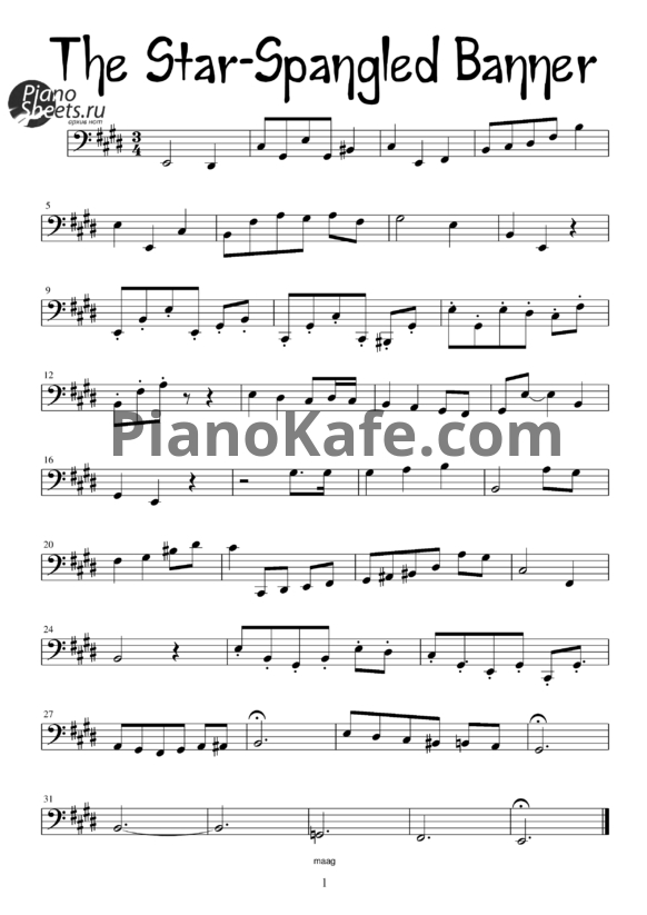 Ноты Vanessa Carlton - The star-spangled banner - PianoKafe.com