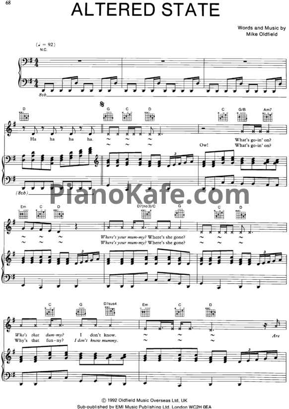 Ноты Mike Oldfield - Tubular bells II (Songbook) - PianoKafe.com