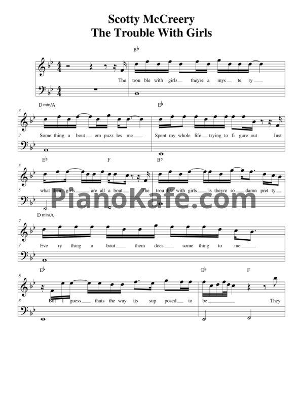 Ноты Scotty McCreery - The trouble with girls - PianoKafe.com