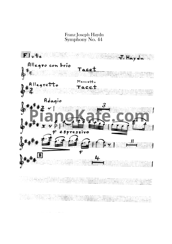 Ноты Йозеф Гайдн - Симфония №44 ми минор - PianoKafe.com