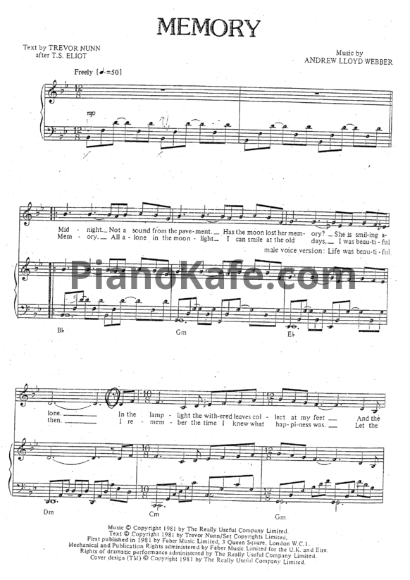 Ноты Nicole Scherzinger - Memory - PianoKafe.com
