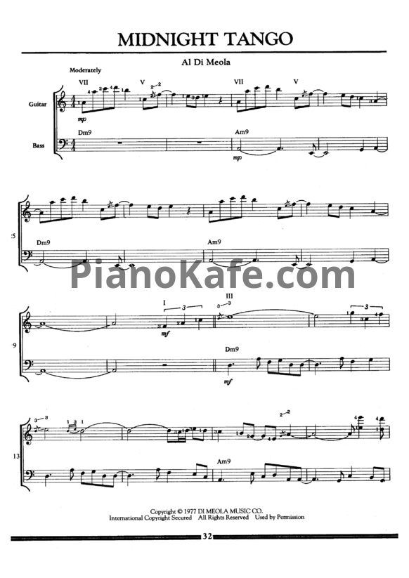 Ноты Al Di Meola - Midnight tango - PianoKafe.com