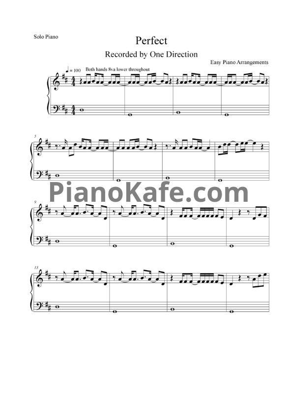 Ноты One Direction - Perfect - PianoKafe.com