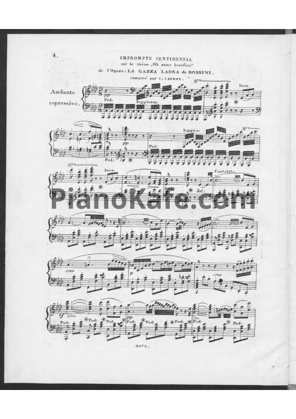 Ноты Карл Черни - Сентиментальный экспромт на тему "O nume benefico", Op. 523 - PianoKafe.com