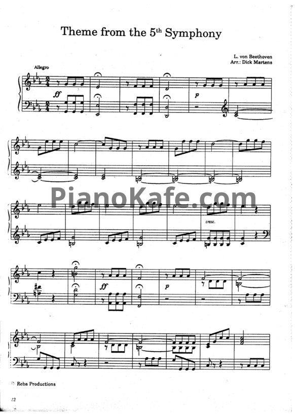 Ноты Л. Бетховен - Симфония №5 - PianoKafe.com