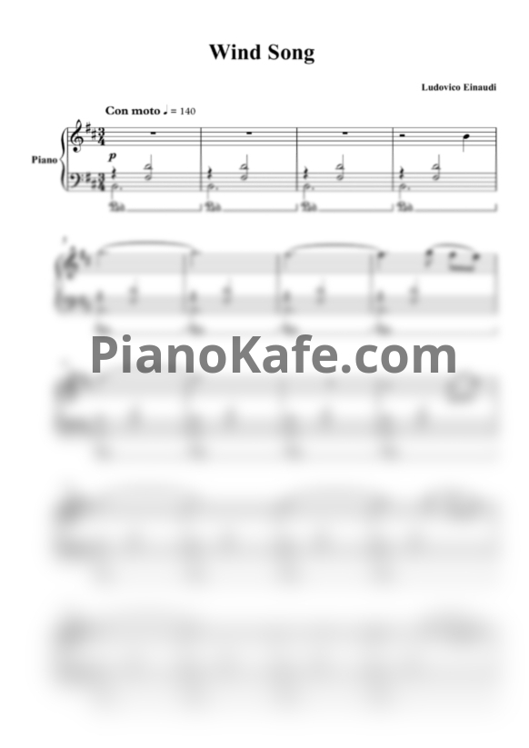 Ноты Ludovico Einaudi - Wind song - PianoKafe.com