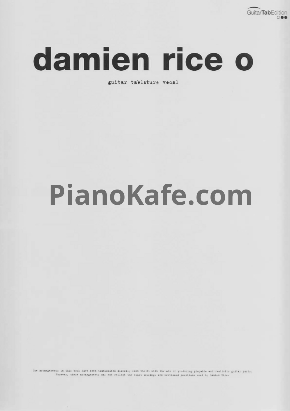 Ноты Damien Rice - Damien rice O (Книга нот) - PianoKafe.com