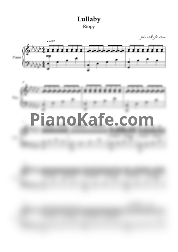 Ноты RIOPY - Lullaby - PianoKafe.com