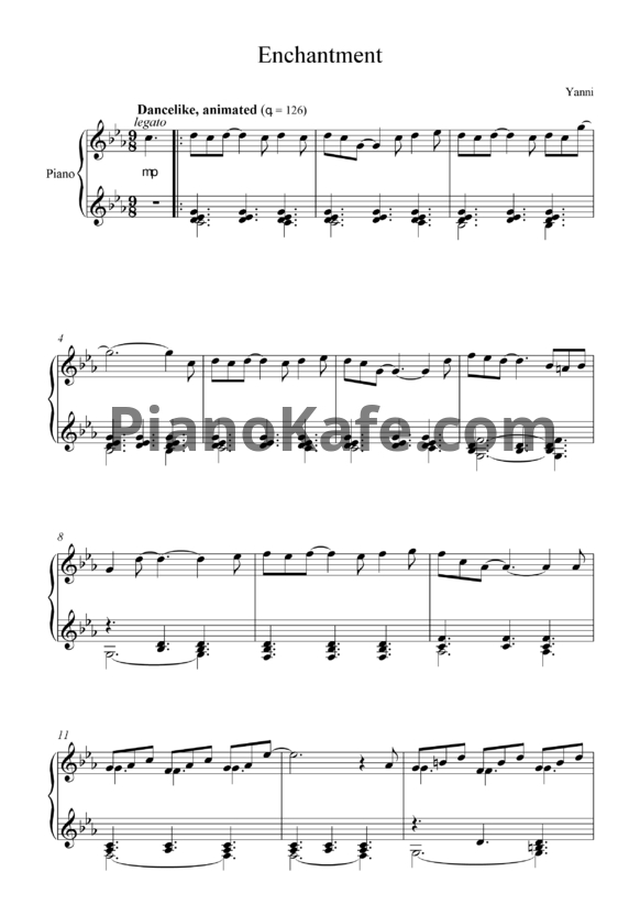 Ноты Yanni - Entchantment - PianoKafe.com