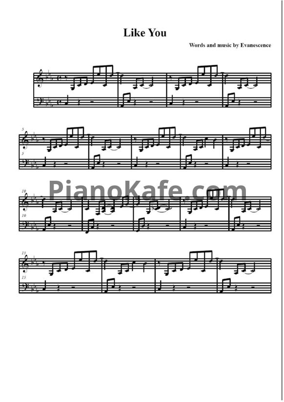 Ноты Evanescence - Like you - PianoKafe.com