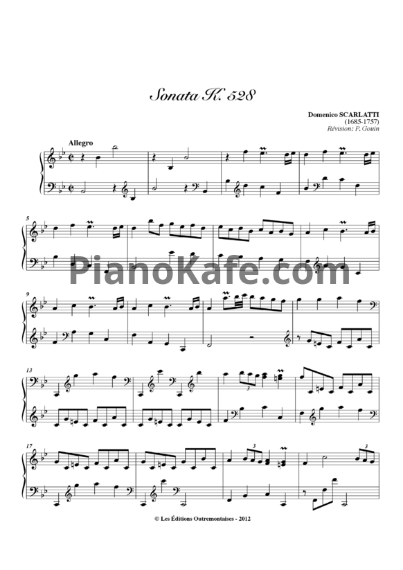 Ноты Д. Скарлатти - Соната K528 - PianoKafe.com