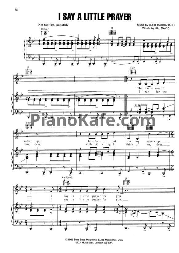 Ноты Aretha Franklin - I say a little prayer - PianoKafe.com